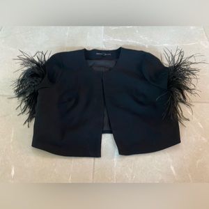 White House Black Market Bolero Jacket with feathers